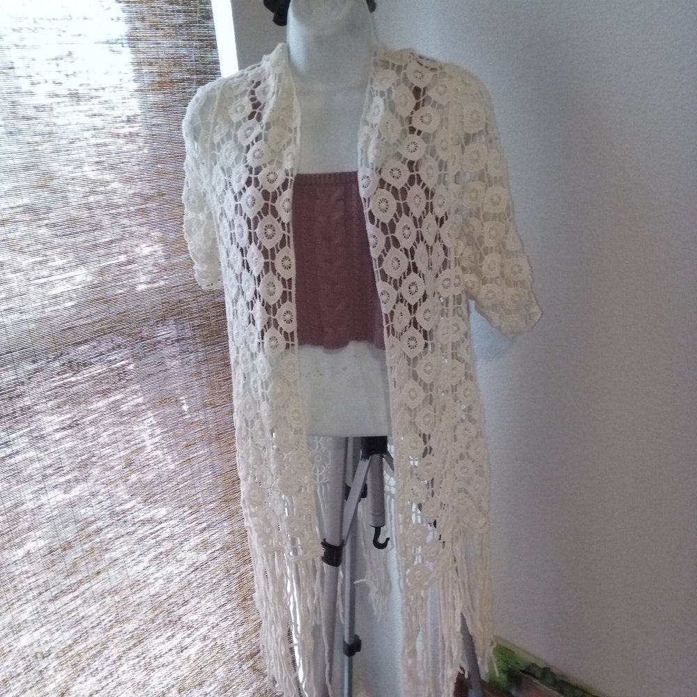 Rebellion Crochet Fringe Kimono Cardigan